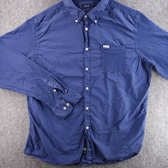 Faconnable Pique Knit Sleeves Back Pocket Mesh XL Button-Down Blue Pocket French - Picture 3 of 16